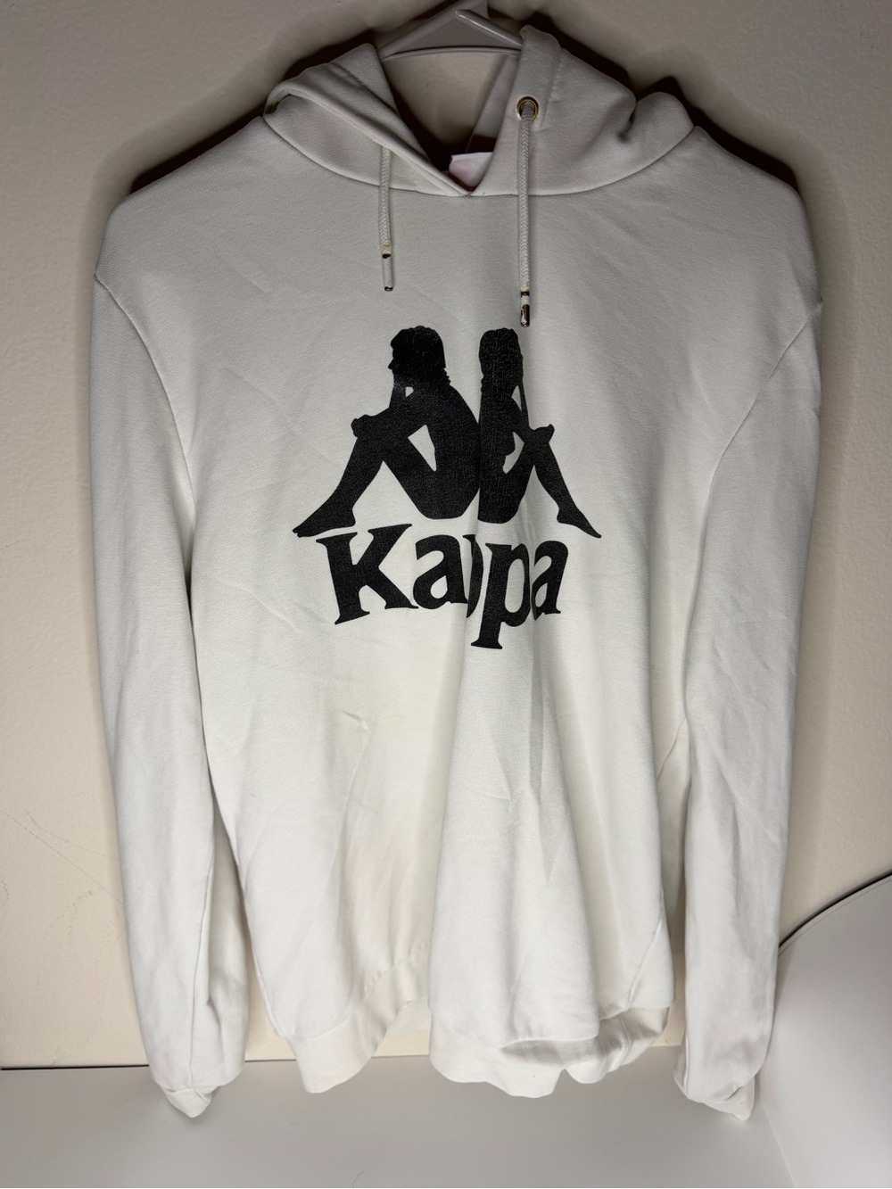 Kappa Hoodie Mens Size Large White Omini Logo Pullover Sweatshirt Streetwear